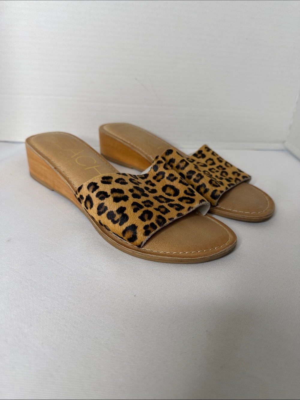 Matisse Leopard Print Slide Mules in Tan and Black